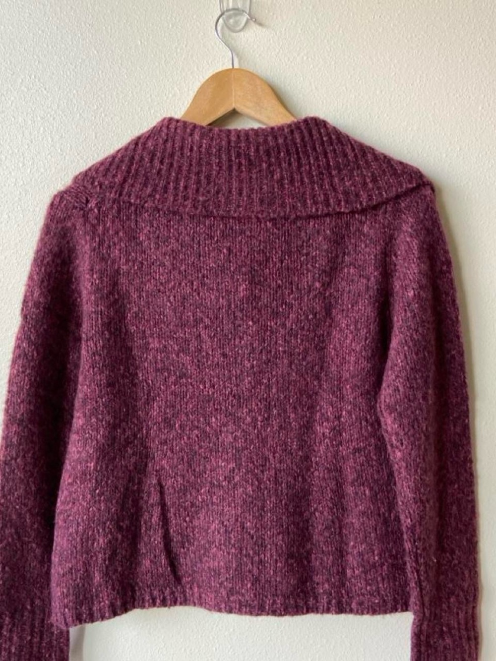 Eileen Fisher Heathered Plum Wool Blend Button Cardigan - Picture 7 of 7